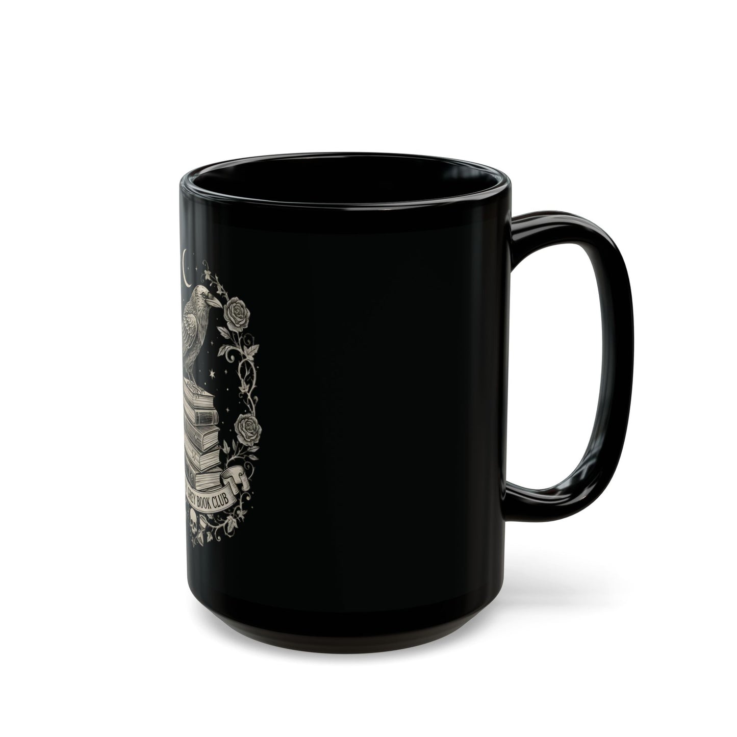 The Raven Scholar Mug | Dark Academia Gothic 15oz Black Coffee Mug | Morally Grey Book Club Literary Gift